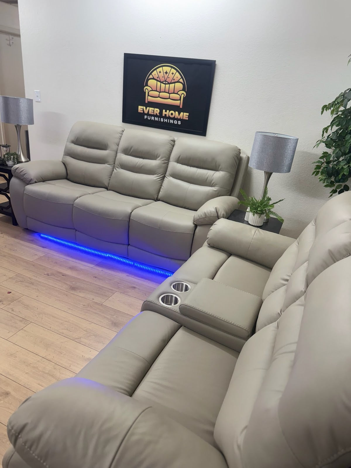 2-Piece Vegan Leather Power Reclining Living Room Sofa Set