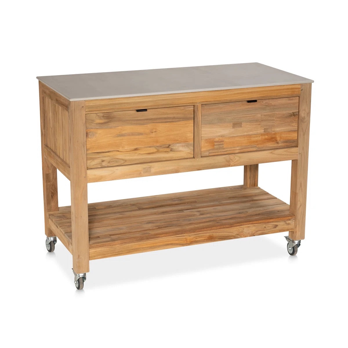 CO9 Design - Fresco 2 Drawer Ceramic Top Cabinet W/ Shelf On Wheels Front