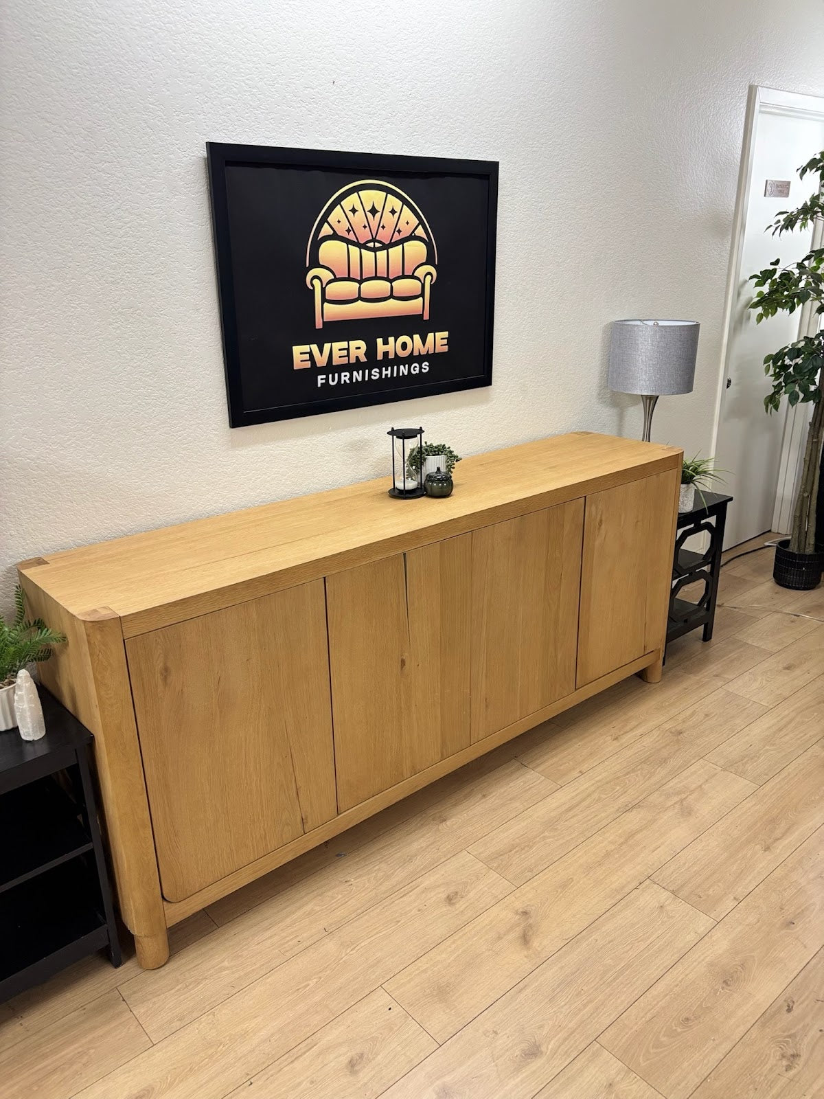Lowell 80" 3-Door Oak Sideboard – Like New | Open Box