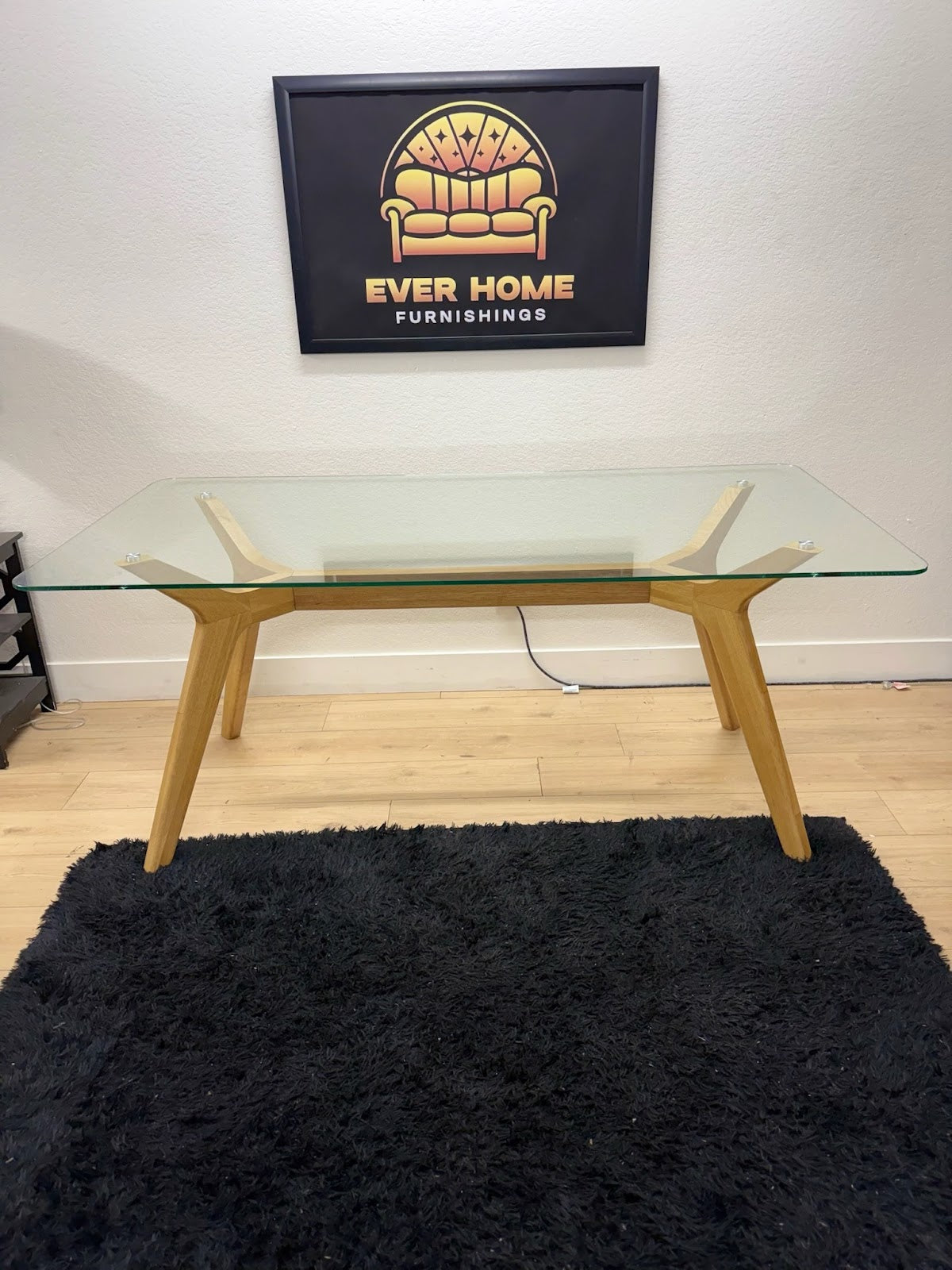 Emmer 71" Glass Dining Table – Warm Oak Base | Open Box