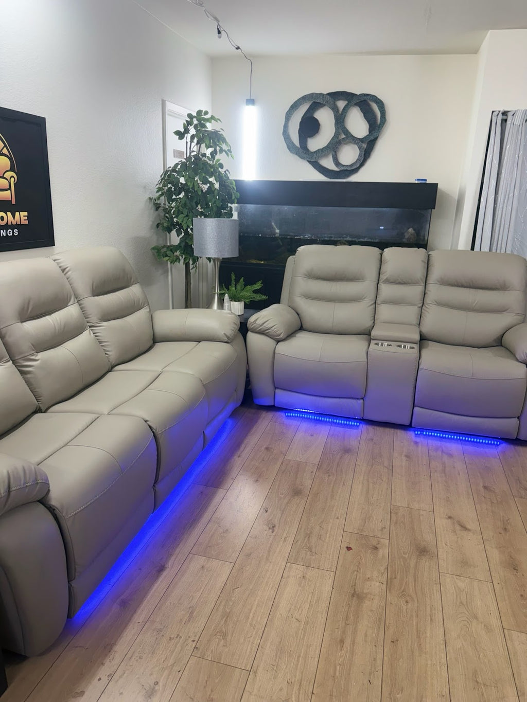 2-Piece Vegan Leather Power Reclining Living Room Sofa Set