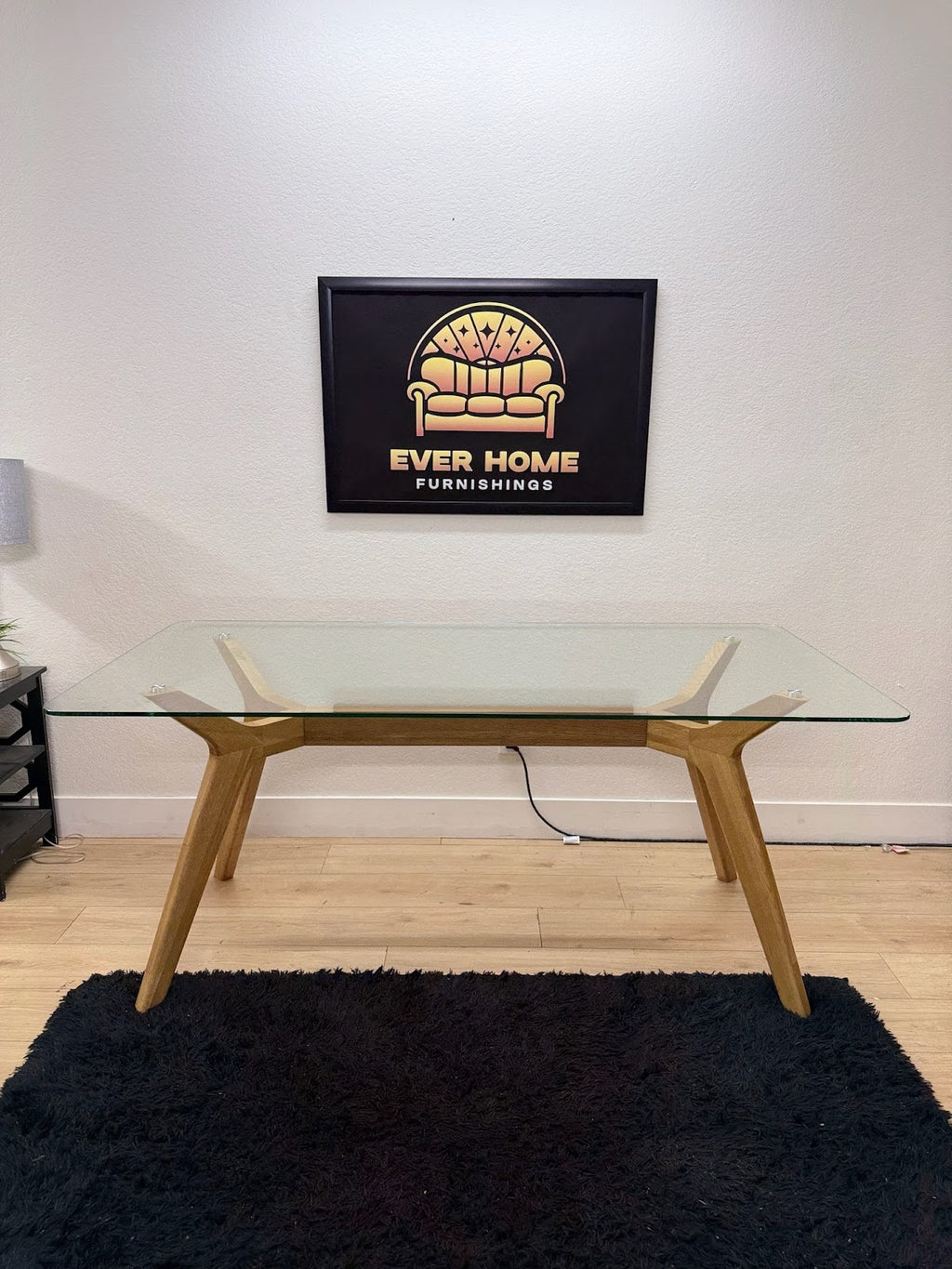 Emmer 71" Glass Dining Table – Warm Oak Base | Open Box