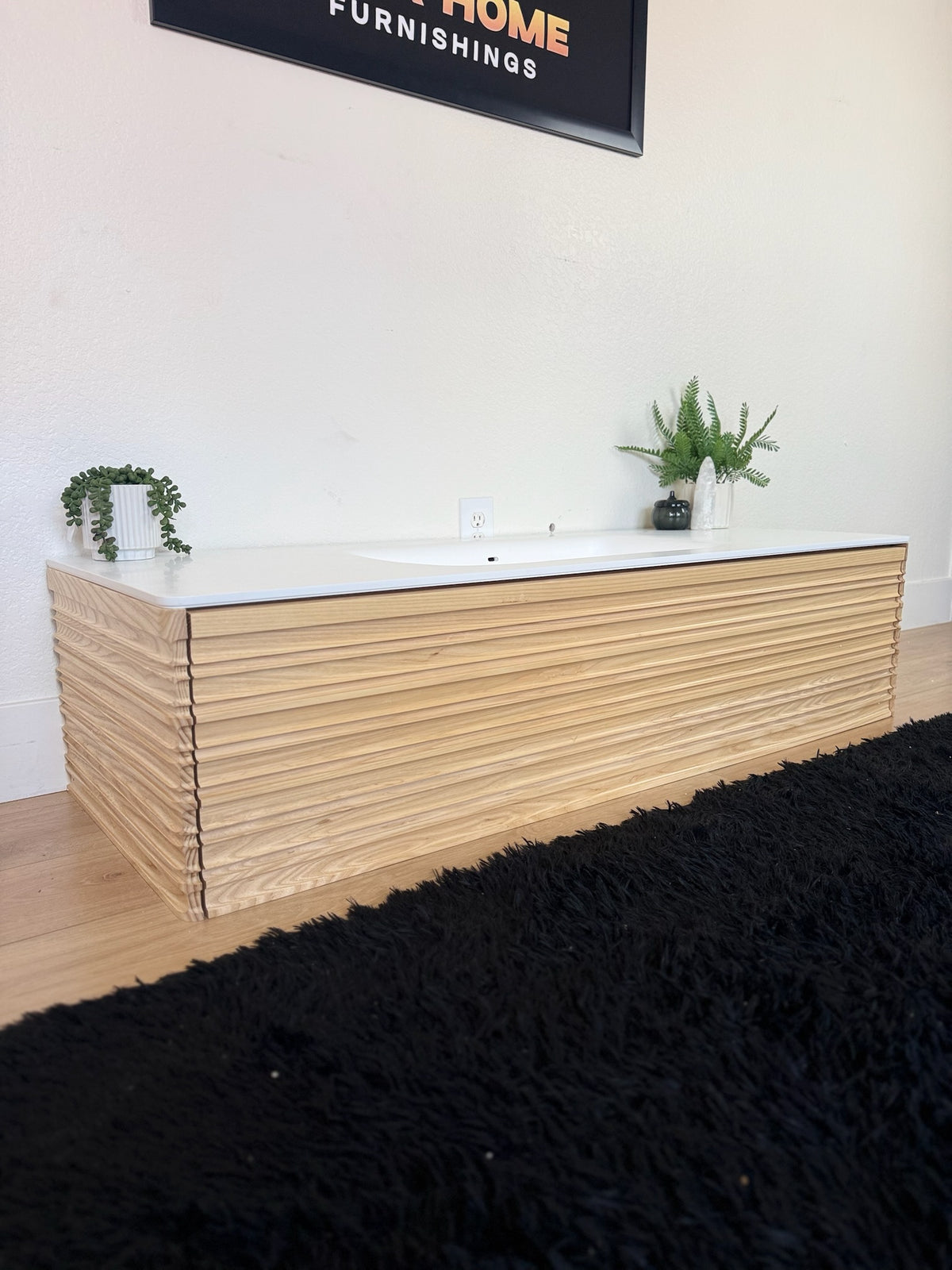 Kambri 55'' Wall Mounted Single Bathroom Vanity with Solid Surface Top