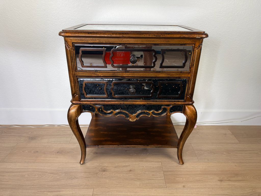 Hooker Furniture Sanctuary 29" Two Drawer Antique Vintage Bling Nightstand - Mid-Century Modern - Front