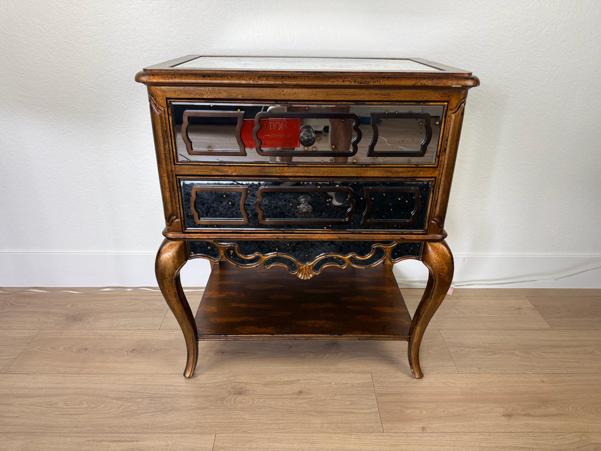 Hooker Furniture Sanctuary 29" Two Drawer Antique Vintage Bling Nightstand - Mid-Century Modern - Front