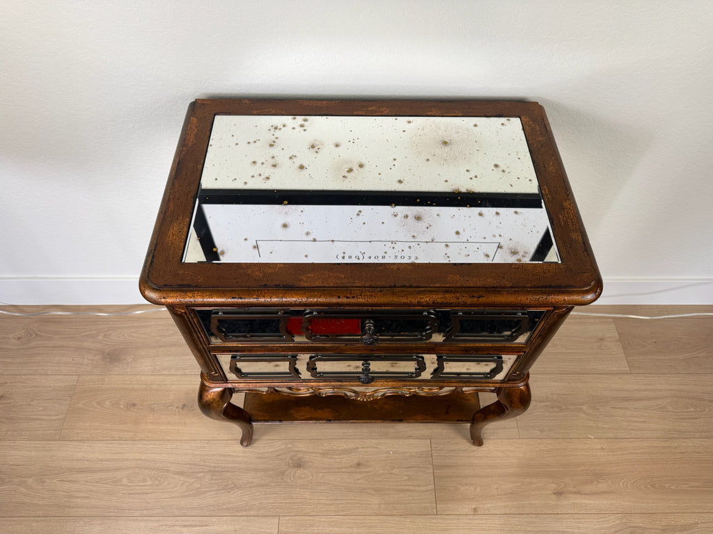 Hooker Furniture Sanctuary 29" Two Drawer Antique Vintage Bling Nightstand - Mid-Century Modern - Top