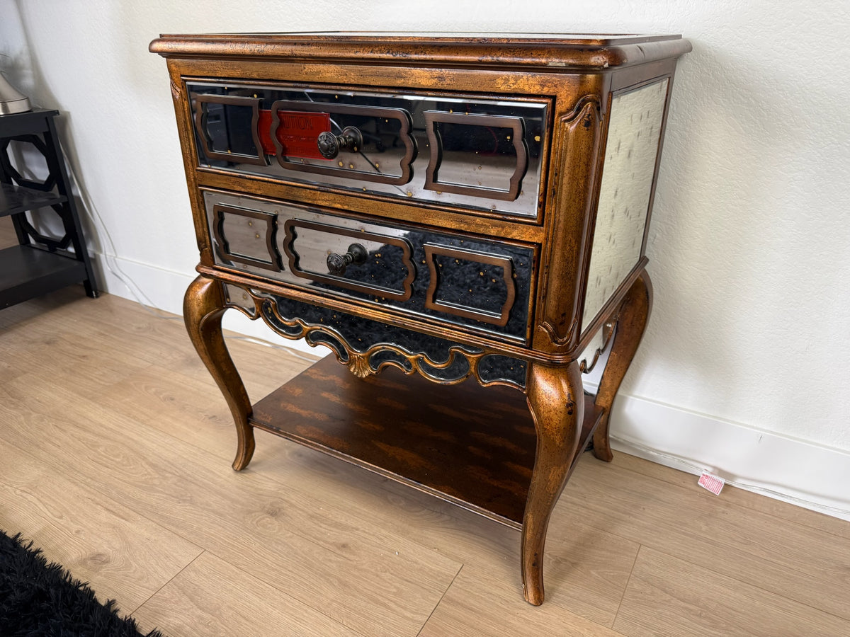 Hooker Furniture Sanctuary 29" Two Drawer Antique Vintage Bling Nightstand - Mid-Century Modern - Right Side