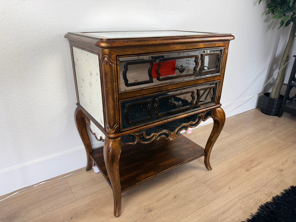 Hooker Furniture Sanctuary 29" Two Drawer Antique Vintage Bling Nightstand - Mid-Century Modern - Left Side
