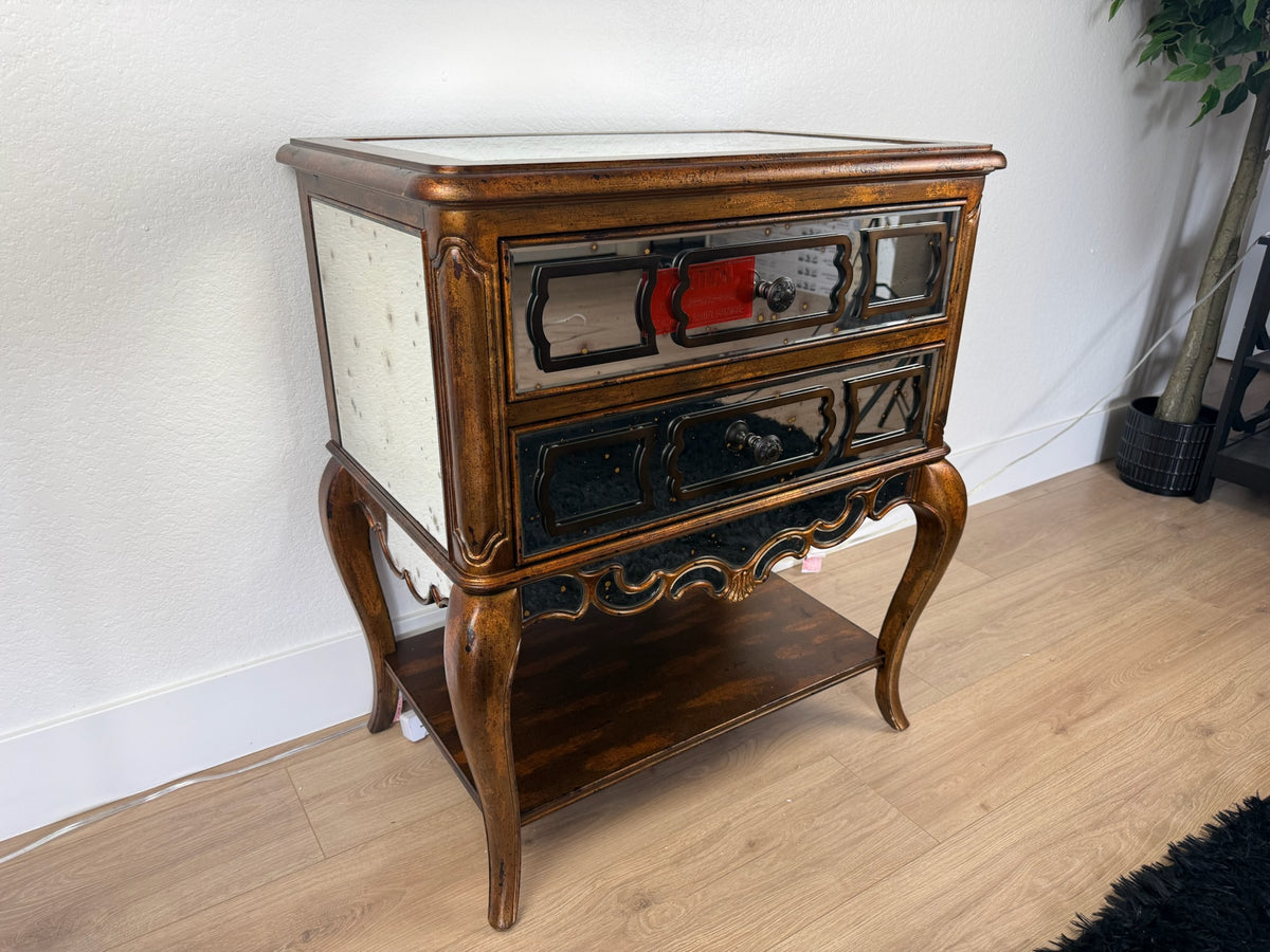 Hooker Furniture Sanctuary 29" Two Drawer Antique Vintage Bling Nightstand - Mid-Century Modern - Left Side