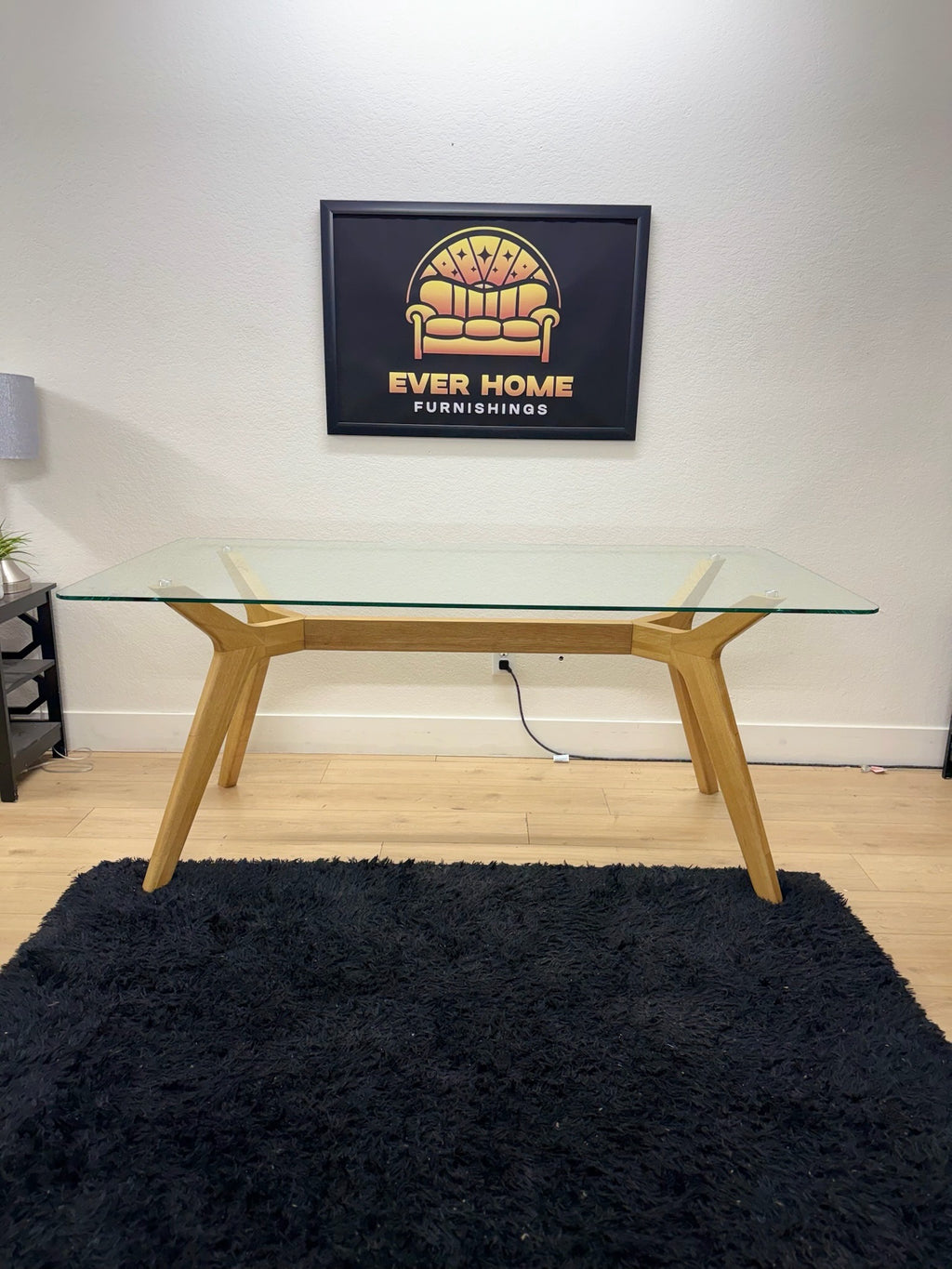 Emmer 71in Glass Dining Table Oak