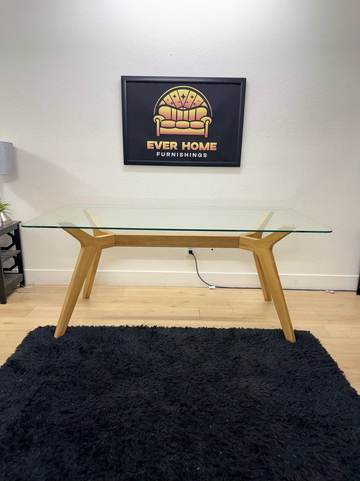 Emmer 71in Glass Dining Table Oak
